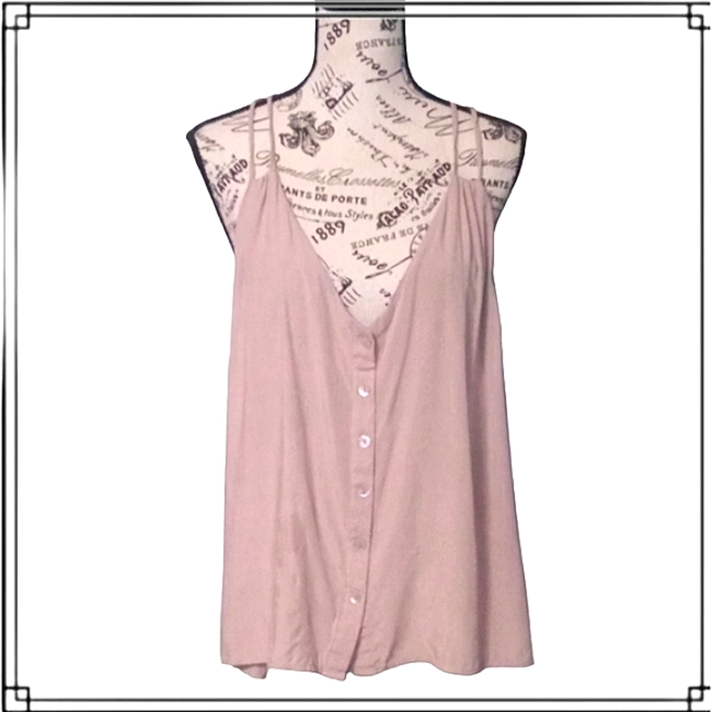 Tobi Tan V-Neck Loose Fit Cami Tank Top Size Med